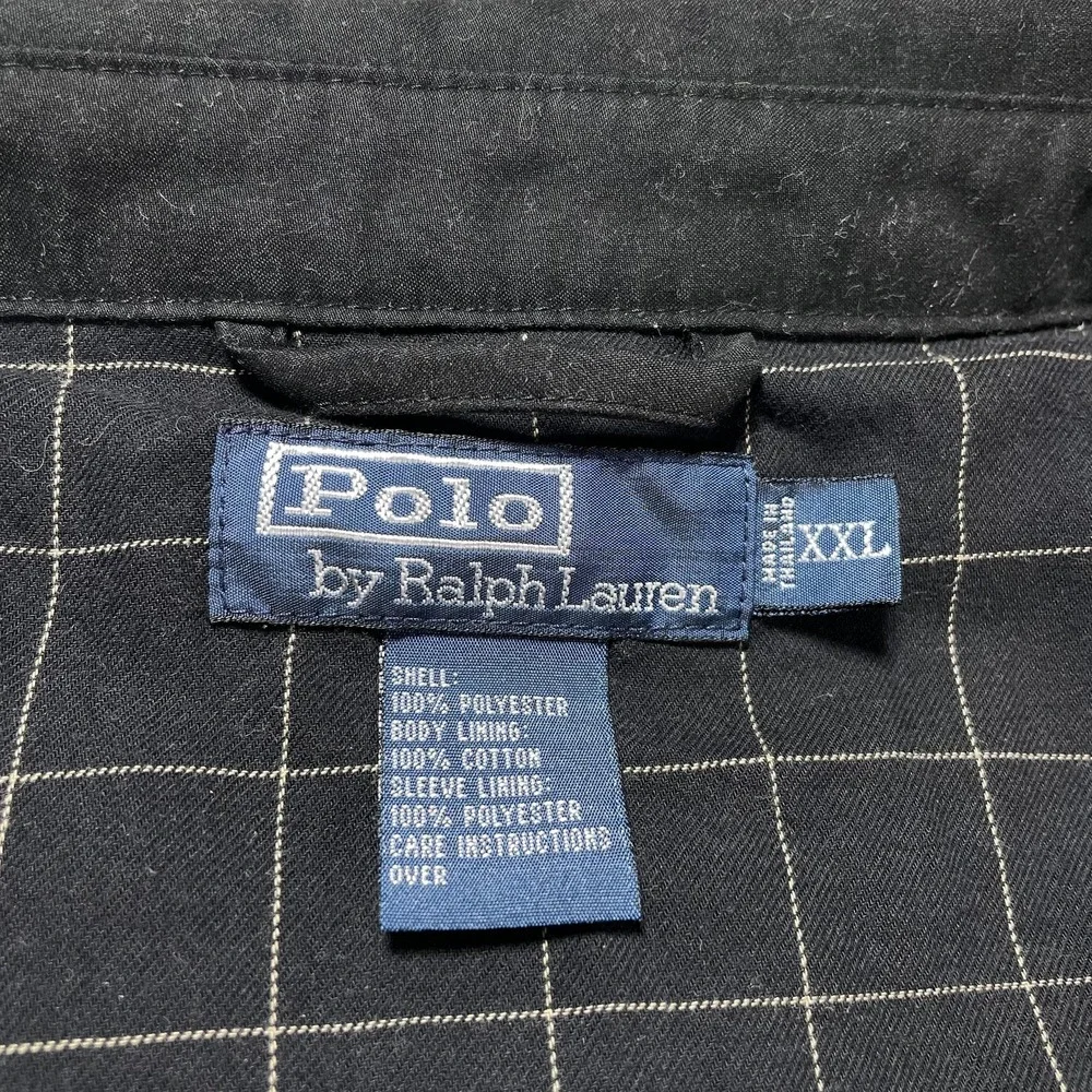 Polo Ralph Lauren Jacket Men 2XL Black Harrington Bomber Full Zip Lined Logo VTG